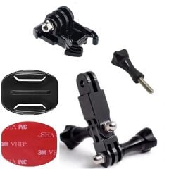 Gplus BS08YVH 8 Parça Flat Zemin Düz Yüzey Vidalı Hızlı Tak 3 Yollu Aksiyon Kamera Uyumlu 3M Yapışkan Motor Kask Bağlantı Seti