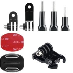 Gplus BS08YVH 8 Parça Flat Zemin Düz Yüzey Vidalı Hızlı Tak 3 Yollu Aksiyon Kamera Uyumlu 3M Yapışkan Motor Kask Bağlantı Seti