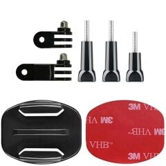 Gplus BS07YV 7 Parça Flat Zemin Düz Yüzey Vidalı 3 Yollu Aksiyon Kamera Uyumlu 3M Yapışkanlı Motor Kask Bağlantı Seti