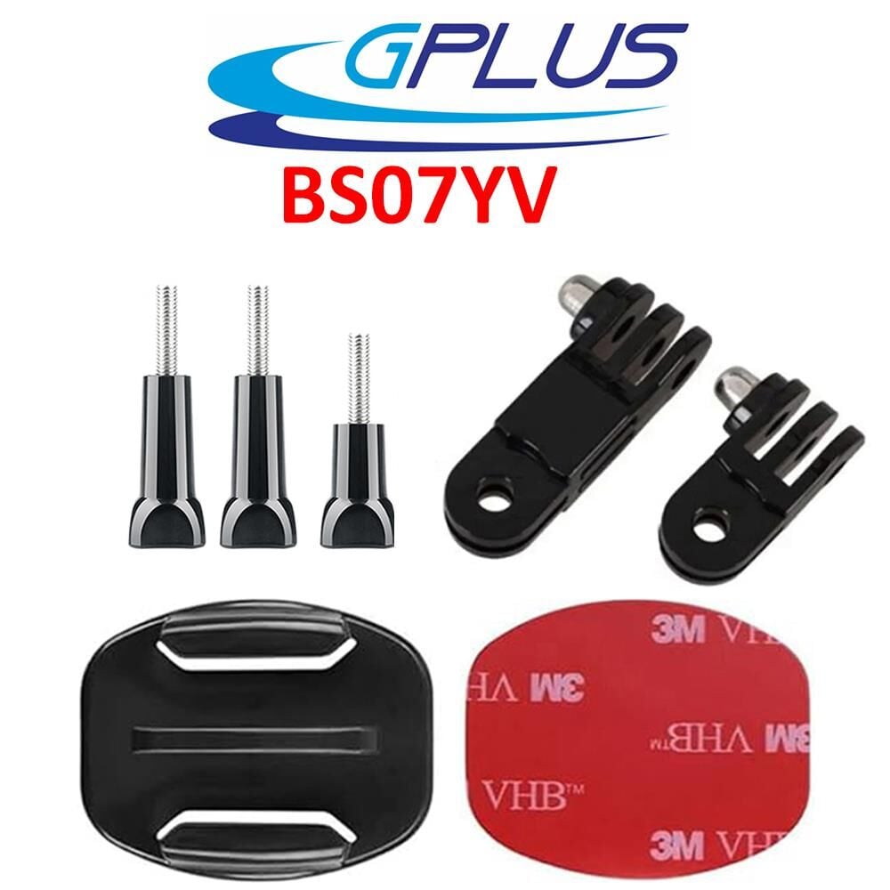 Gplus BS07YV 7 Parça Flat Zemin Düz Yüzey Vidalı 3 Yollu Aksiyon Kamera Uyumlu 3M Yapışkanlı Motor Kask Bağlantı Seti