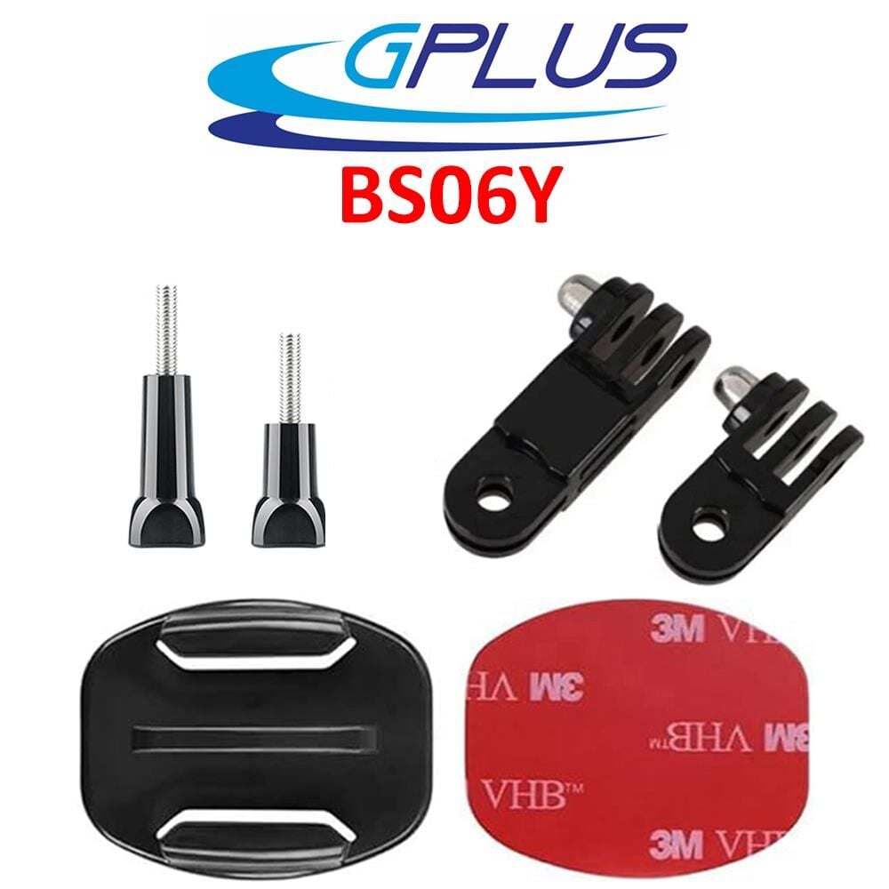 Gplus BS06Y 6 Parça Flat Zemin Düz Yüzey 3 Yollu Aksiyon Kamera Uyumlu 3M Yapışkan Motor Kask Bağlantı Seti