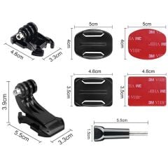 Gplus BS08KYJHW 8 Parça Oval Eğimli Zemin ve Flat Düz Yüzey Vidalı Hızlı Tak J-Hook Açılı Aksiyon Kamera Uyumlu 3M Yapışkanlı Motor Kask Bağlantı Base Seti