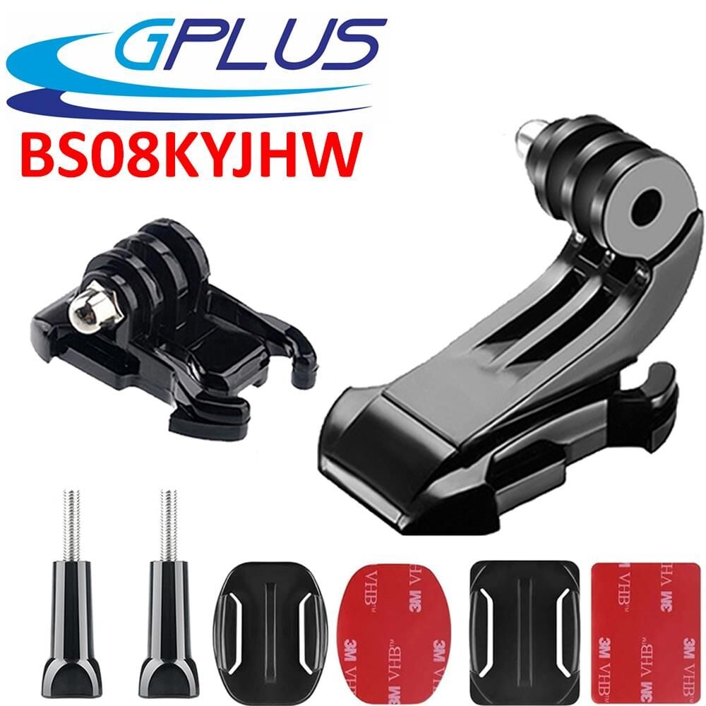 Gplus BS08KYJHW 8 Parça Oval Eğimli Zemin ve Flat Düz Yüzey Vidalı Hızlı Tak J-Hook Açılı Aksiyon Kamera Uyumlu 3M Yapışkanlı Motor Kask Bağlantı Base Seti