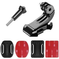 Gplus BS06KYVJ 6 Parça Oval Eğimli Zemin ve Flat Düz Yüzey Vidalı J-Hook Açılı Hızlı Tak Aksiyon Kamera Uyumlu 3M Yapışkanlı Motor Kask Bağlantı Base Seti