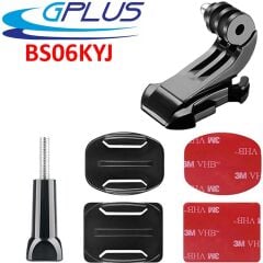 Gplus BS06KYVJ 6 Parça Oval Eğimli Zemin ve Flat Düz Yüzey Vidalı J-Hook Açılı Hızlı Tak Aksiyon Kamera Uyumlu 3M Yapışkanlı Motor Kask Bağlantı Base Seti
