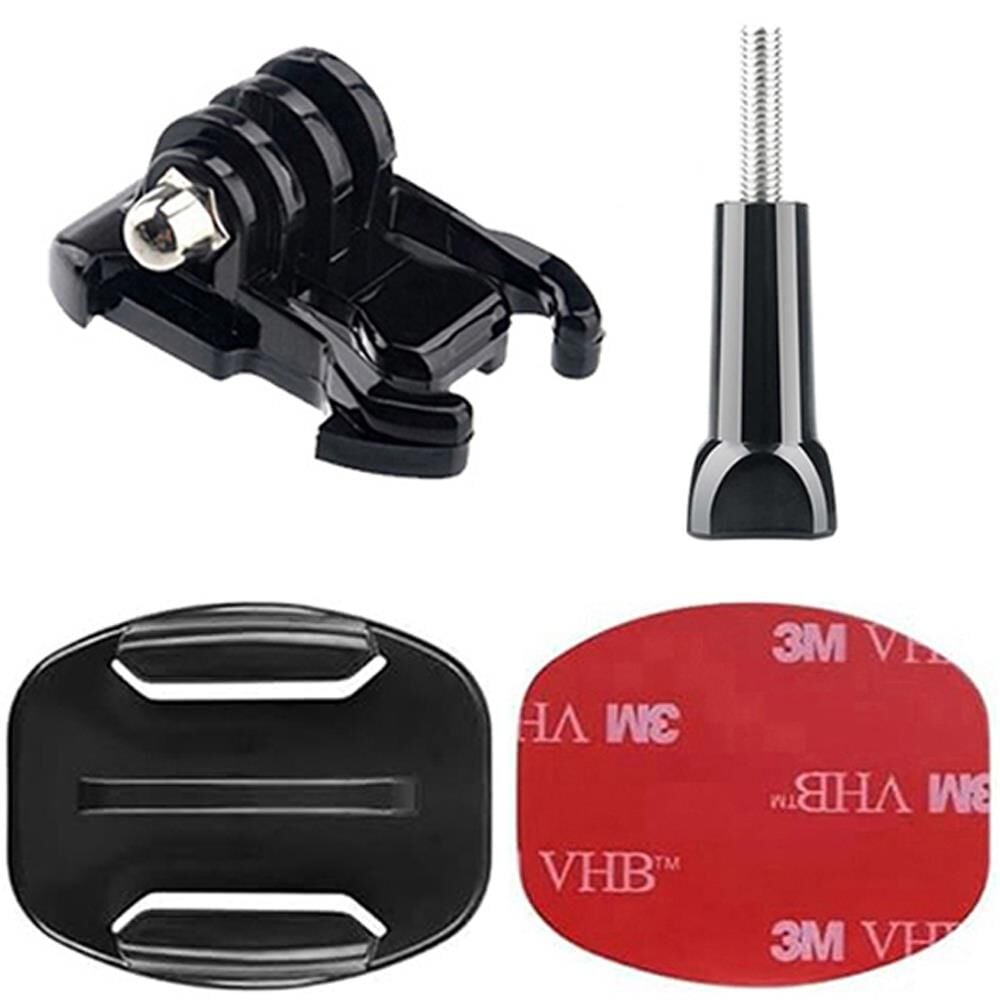 Gplus BS04YVH 4 Parça Flat Düz Yüzey Hızlı Tak Aksiyon Kamera Uyumlu 3M Yapışkanlı Motor Kask Bağlantı Seti