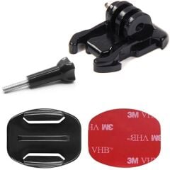 Gplus BS04YVH 4 Parça Flat Düz Yüzey Hızlı Tak Aksiyon Kamera Uyumlu 3M Yapışkanlı Motor Kask Bağlantı Seti