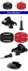 Gplus BS04YVH 4 Parça Flat Düz Yüzey Hızlı Tak Aksiyon Kamera Uyumlu 3M Yapışkanlı Motor Kask Bağlantı Seti