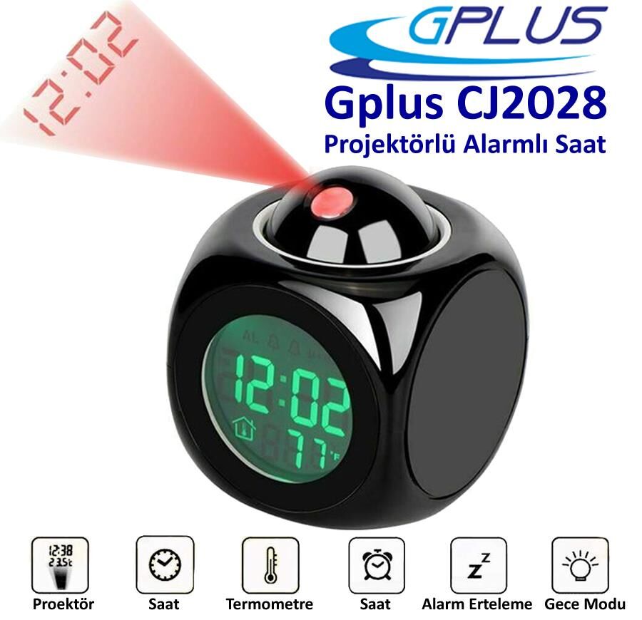 Gplus CJ2028 Projektörlü Termometreli Alarmlı Konuşan Masa Saati