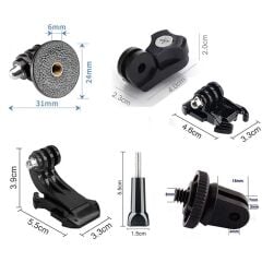 Gplus GP6035VJHA 6 Parça Sony Sjcam Gopro Aksiyon Kamera Aksesuarlarıyla Uyumlu Dönüştürücü Çevirici Adaptör Paketi Universal Adapter Set