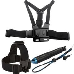 Kafa Bandı Göğüs Kemerli 50 cm Monopod 4 Parça Aksesuar Seti