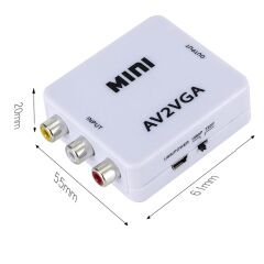 Gplus AV2VGA RCA AV VGA Dönüştürücü Çevirici Mini Audio Switch