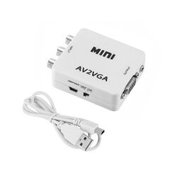 Gplus AV2VGA RCA AV VGA Dönüştürücü Çevirici Mini Audio Switch