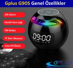4x5*** Gplus G90S Radyolu Çift Alarmlı Dijital Göstergeli Bluetooth 5.0 Çok Fonksiyonlu Şarj Edilebilir Hoparlörlü Masa Saati