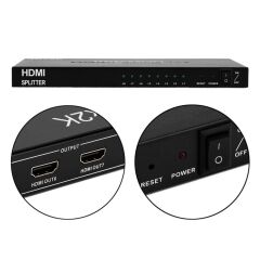 8 Port HDMI Splitter 4K UHD 2160p v1.4 Metal Kasa Çoğaltıcı 4K108