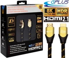 Gplus 8K 60Hz 48 Gbps HDCP 2.3 HDMI 2.1 eARC 26 AWG Örgülü Kablo 1 Metre