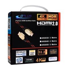 Gplus 4K 60Hz Ultra HD 18 Gbps HDR ARC HDMI 2.0 26 AWG Örgü Kablo 5 Metre