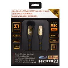 Gplus 8K 60Hz 48 Gbps HDCP 2.3 HDMI 2.1 eARC 26 AWG Örgülü Kablo 1,5 Metre