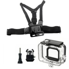 Gopro Hero 13 Hero 12 Muhafaza ve Göğüs Kemeri 4 Parça Set GO209